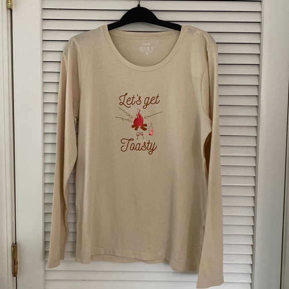 NWT J Crew Collectors “Let’s Get Toasty” Long Sleeve Tee. Medium - Picture 1 of 6